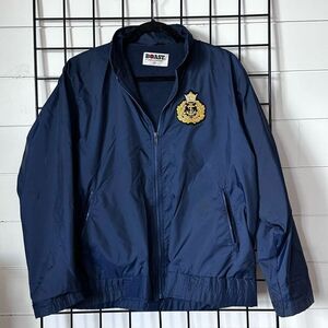 Vintage BOAST Full Zip Hidden Hood Windbreaker Womens L Navy Royal‎ Crest